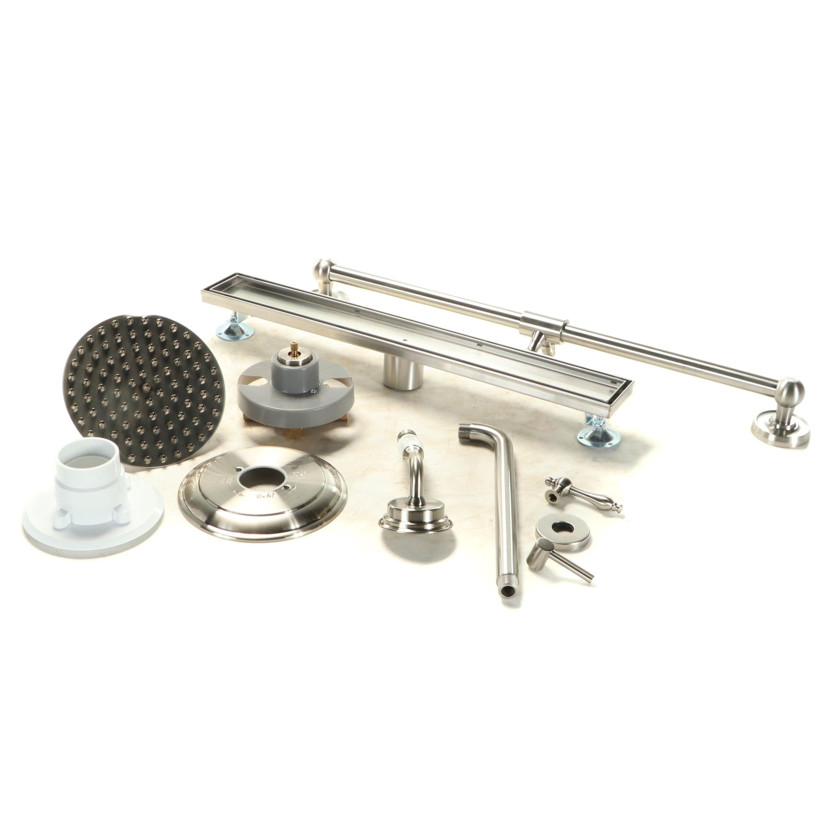 Brushed Nickel Finish Rainfall Showerhead, Diverter Valve and More EBTH