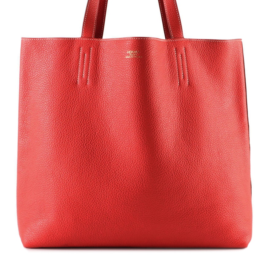 Hermès Double Sens 45cm Reversible Tote in Bicolor Clemence Leather