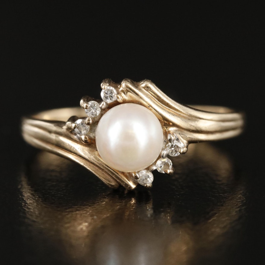 10K Pearl and Diamond Ring