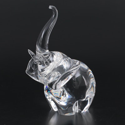 James A. Houston for Steuben Art Glass "Trumpeting Elephant" Figurine