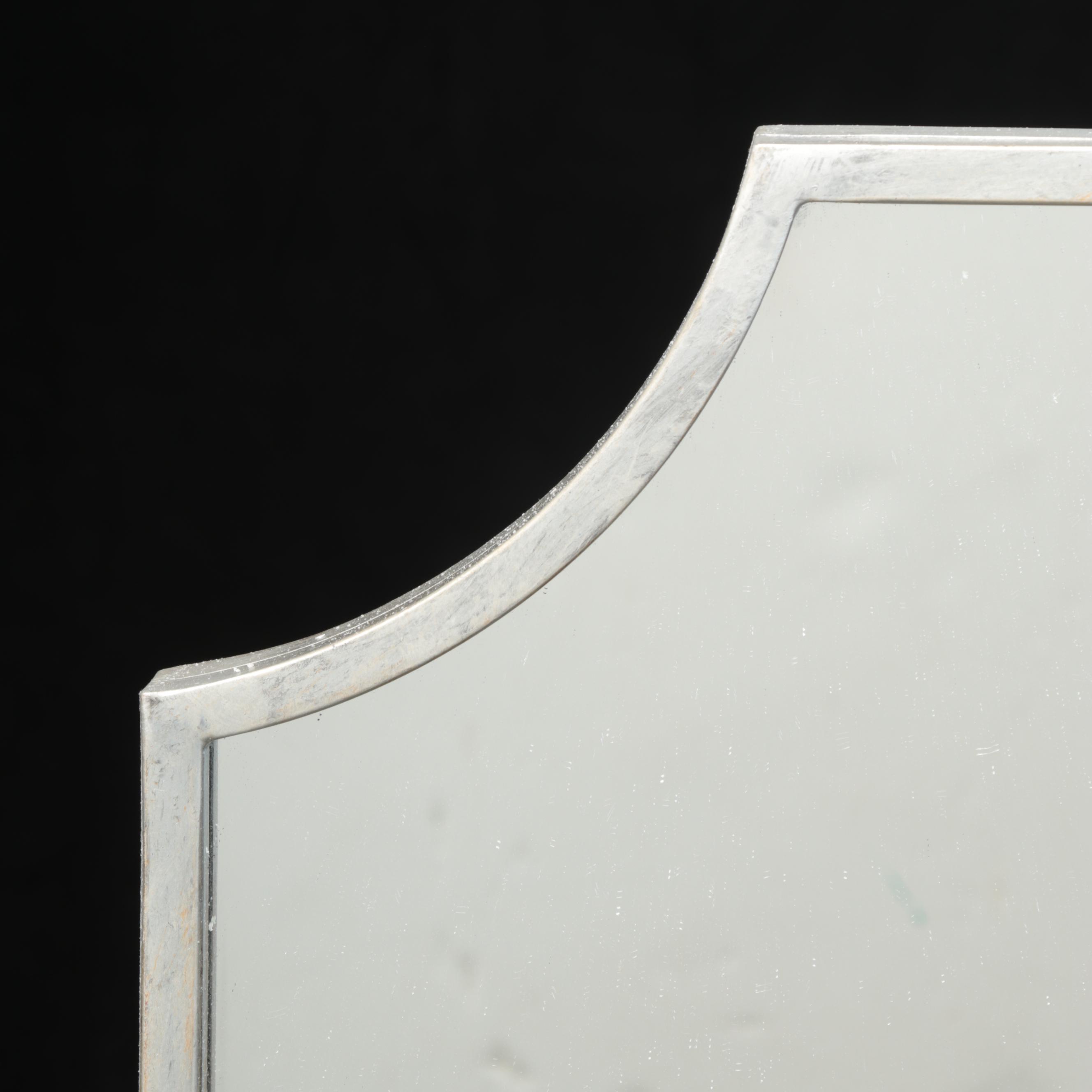 Antique Silver Finished Iron Scalloped Rectangular Decorative Vanity