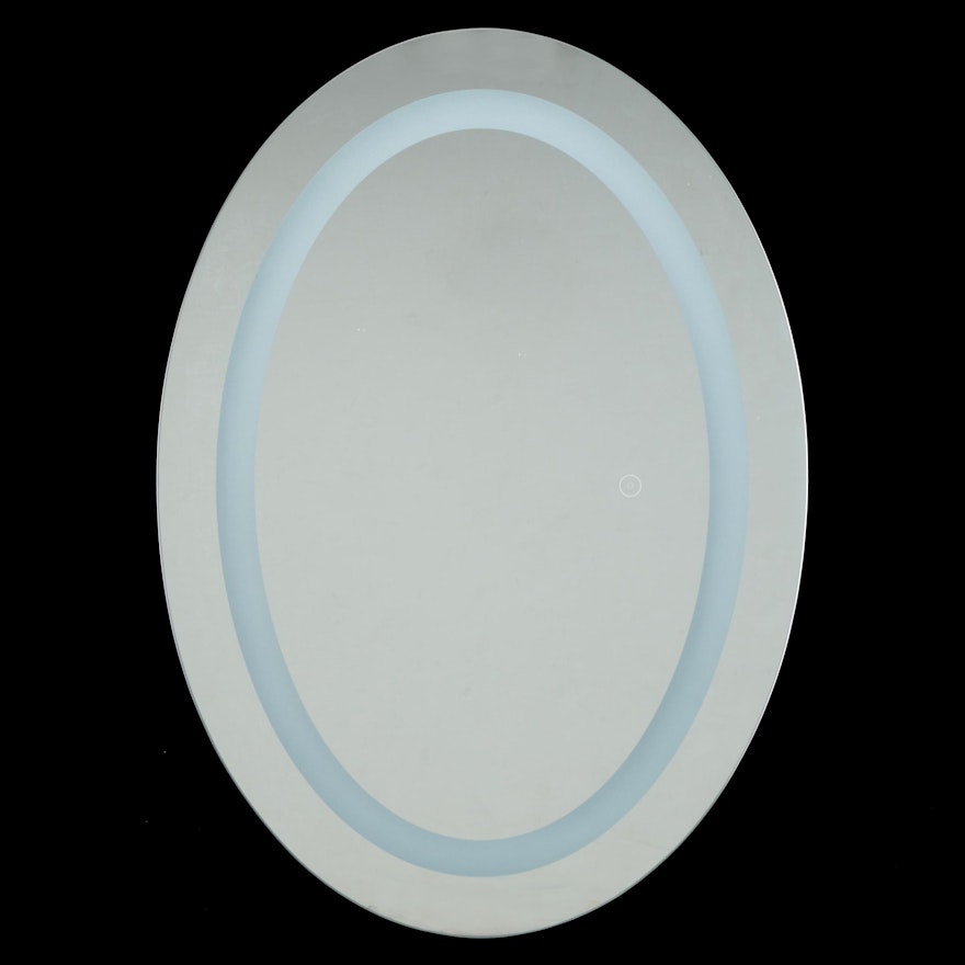 28" Framed Oval LED Lighted Bathroom Wall Mirror with Tunable Touch Sensor