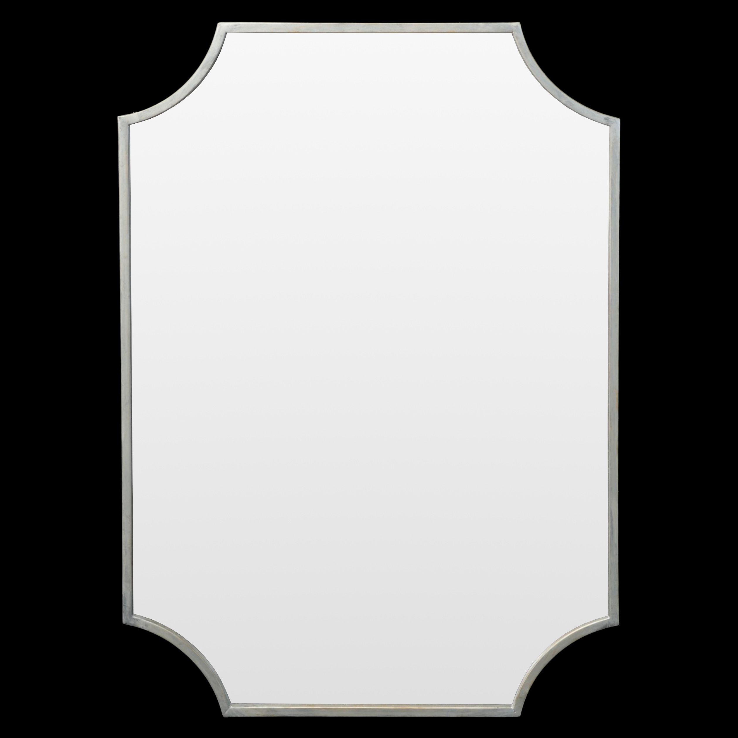 Antique Silver Finished Iron Scalloped Rectangular Decorative Vanity