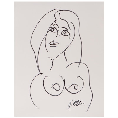 Peter Keil Abstract Ink Drawing of Nude