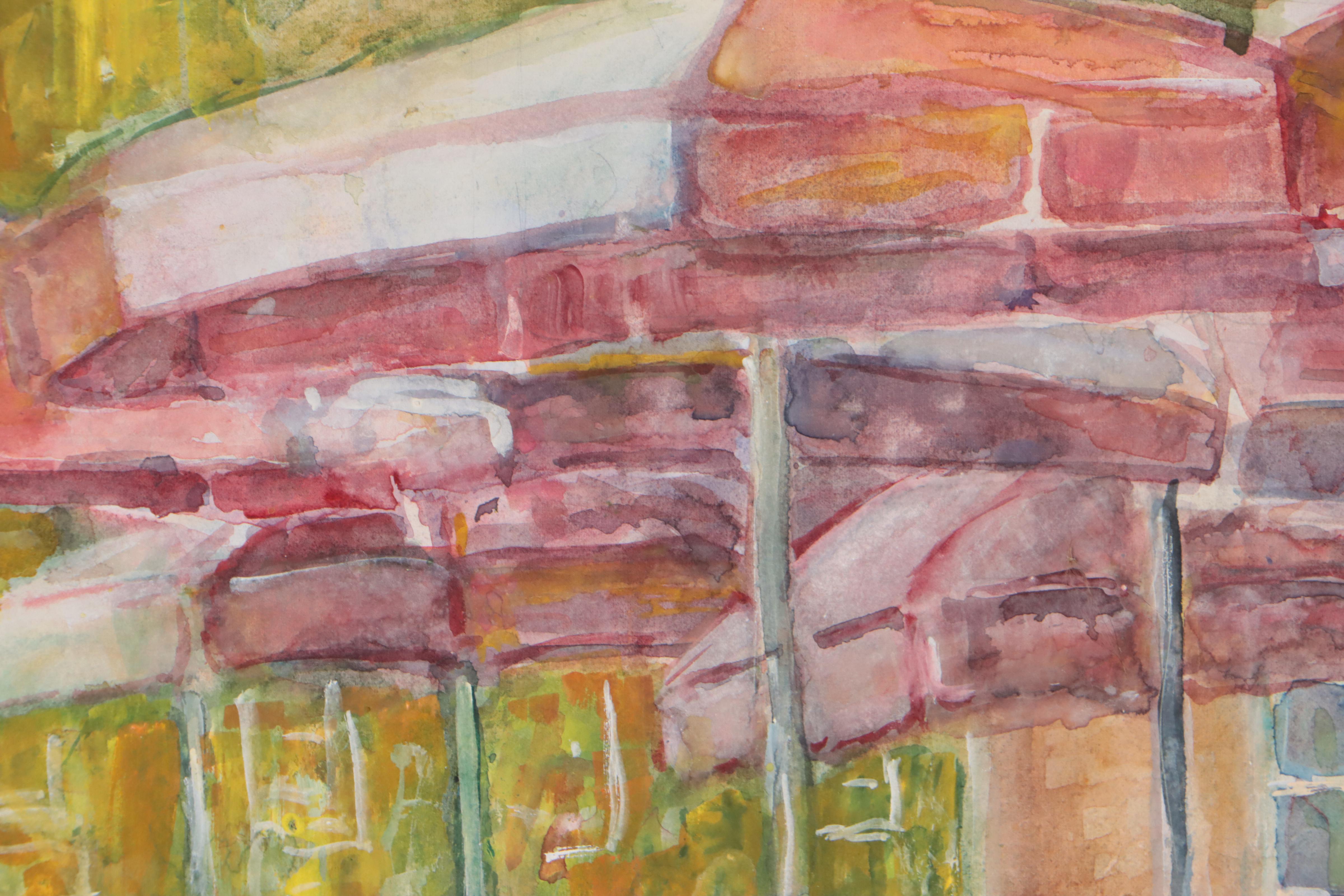 Hazel Camp Watercolor Painting "Williamsburg Ice Cream Parlor" EBTH