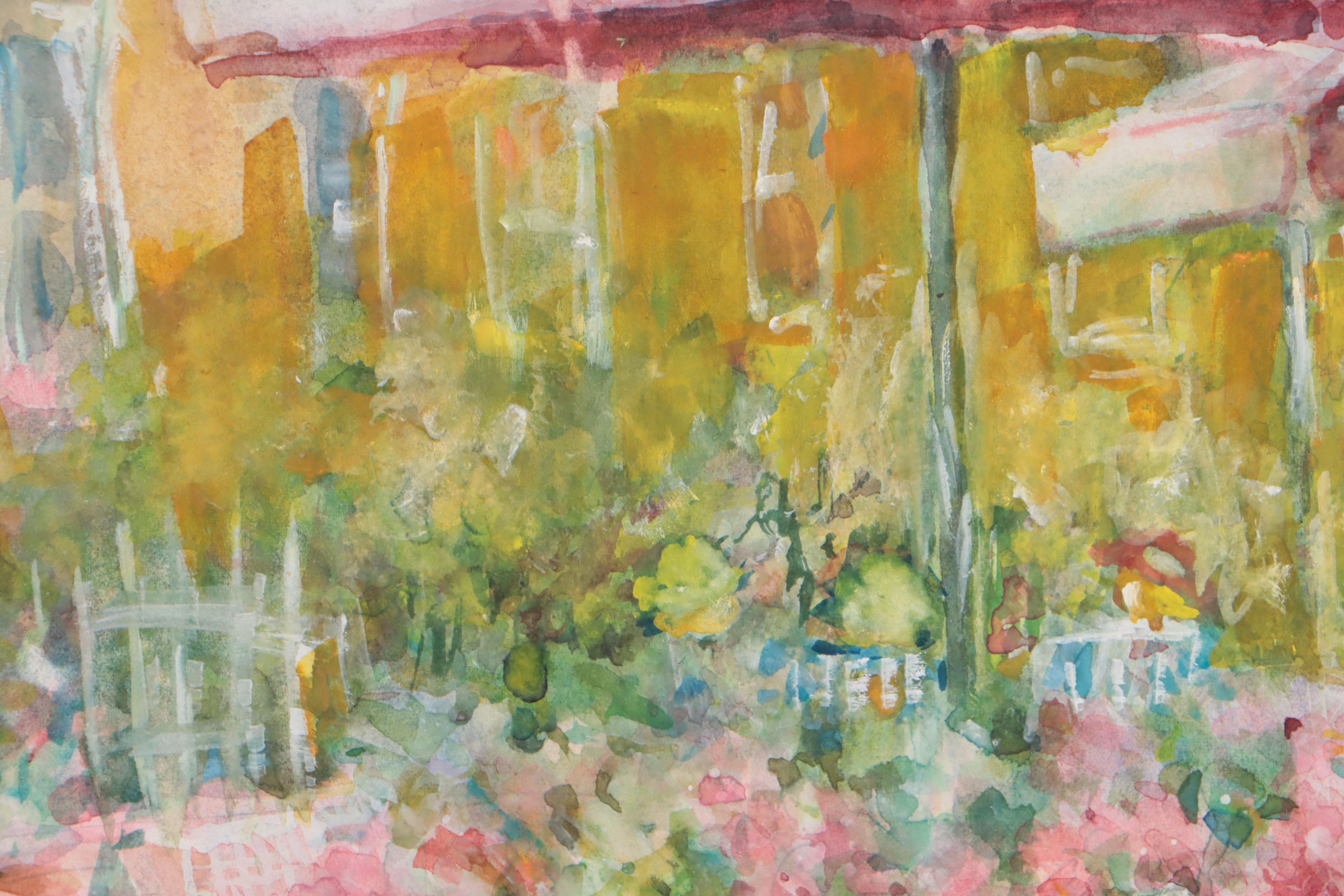 Hazel Camp Watercolor Painting "Williamsburg Ice Cream Parlor" EBTH