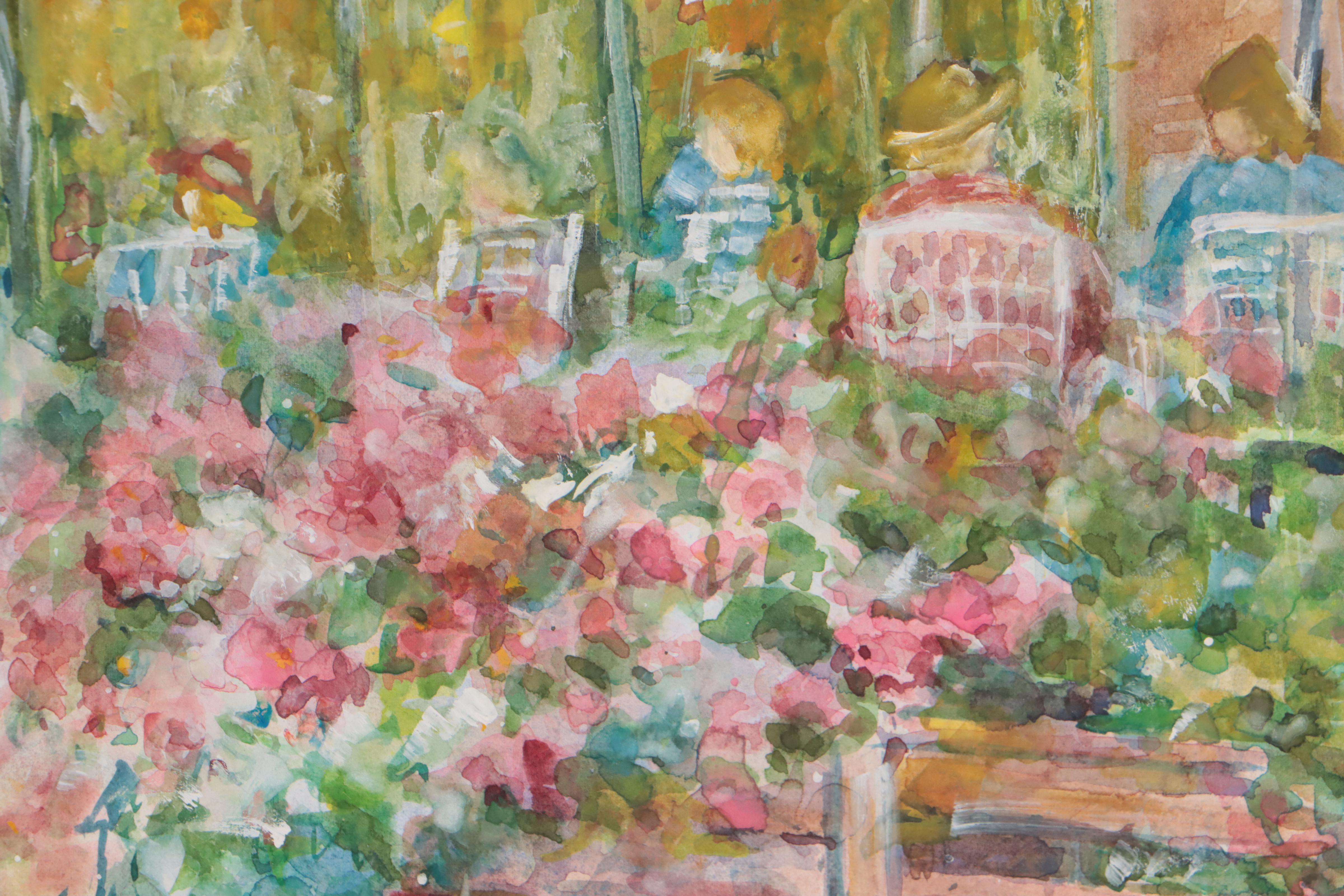 Hazel Camp Watercolor Painting "Williamsburg Ice Cream Parlor" EBTH