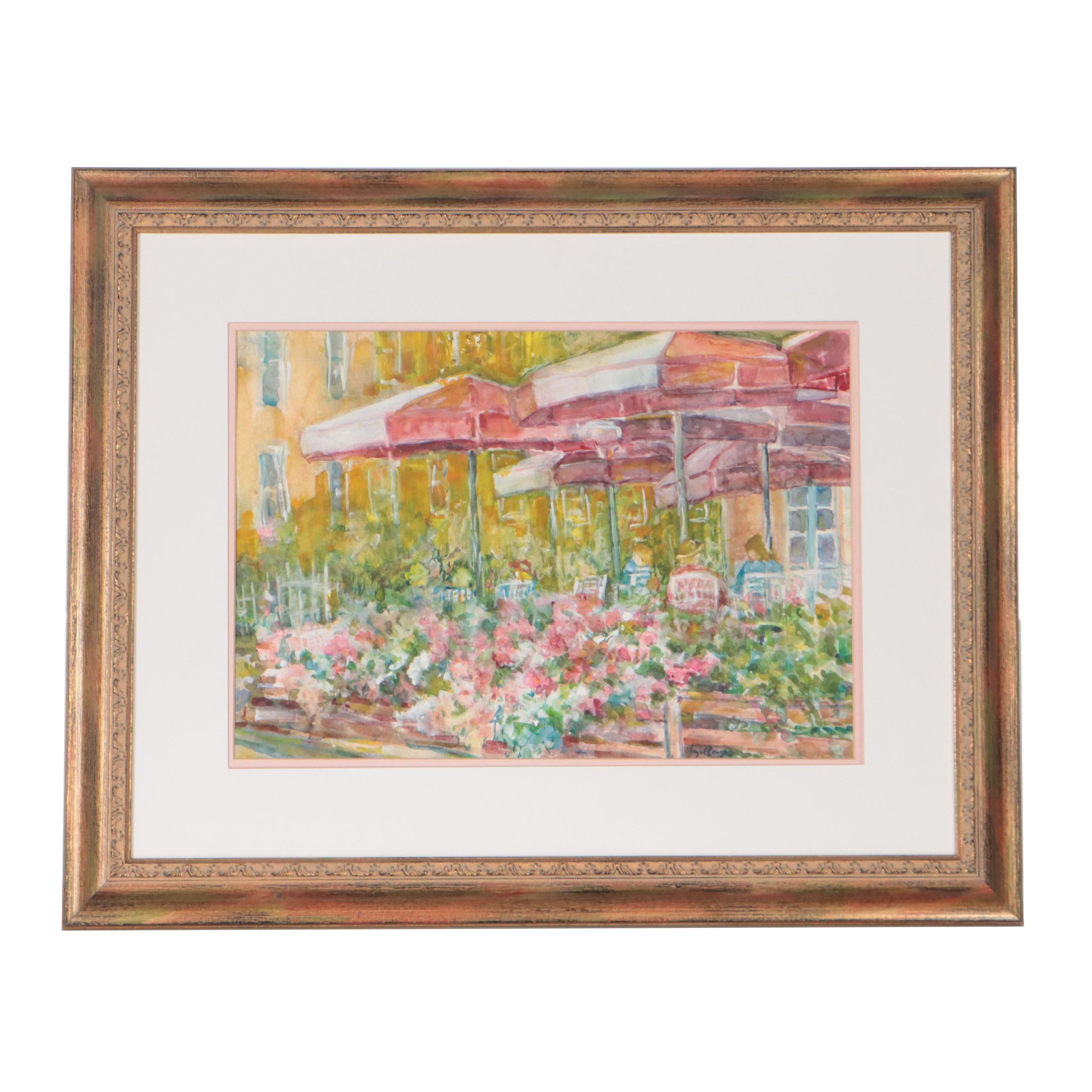 Hazel Camp Watercolor Painting "Williamsburg Ice Cream Parlor" EBTH