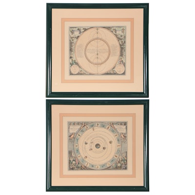 After Andreas Cellarius Hand-Colored Lithographs of Celestial Charts
