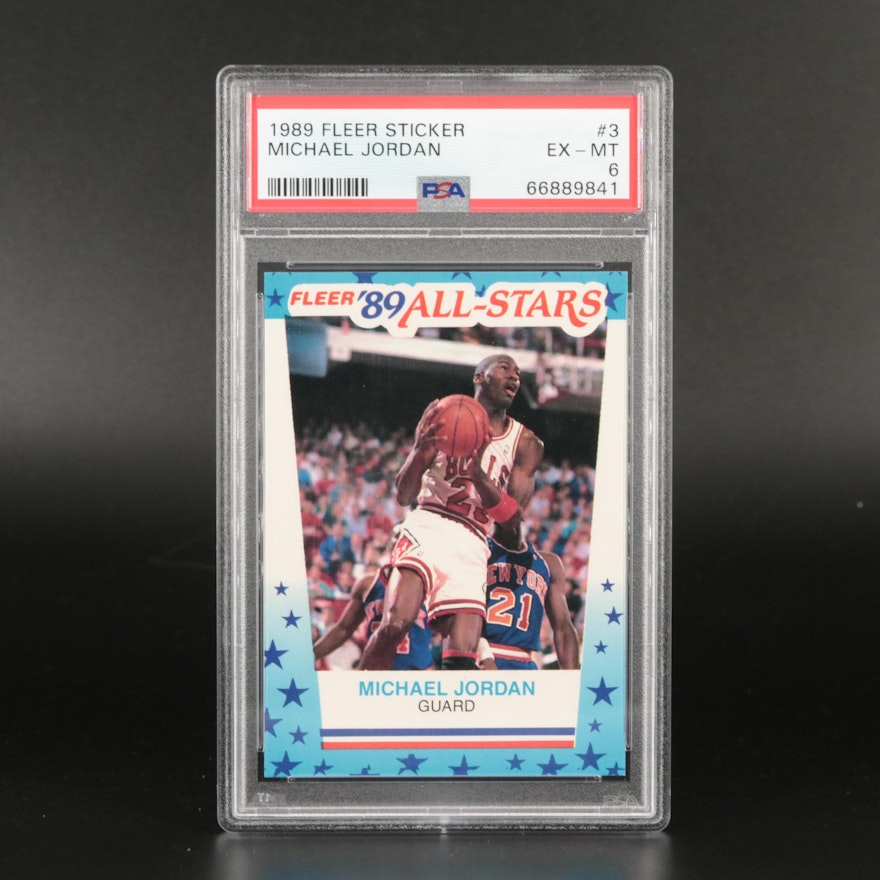 1989-90 Fleer Sticker All Stars Michael Jordan PSA 6 Chicago Bulls #3