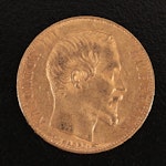 1854-A France Twenty Francs Gold Coin