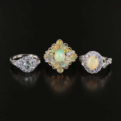 Sterling Rings Including Opal, Tanzanite and Zoisite