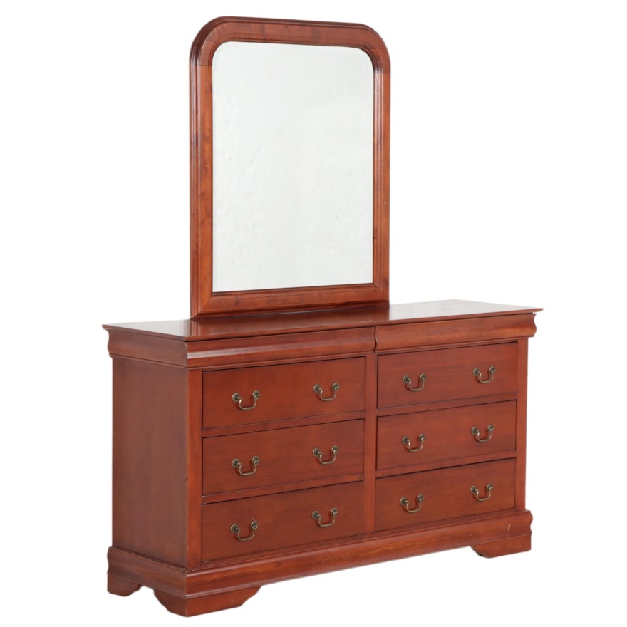 Louis Philippe Style Cherry-Stained Dresser with Mirror