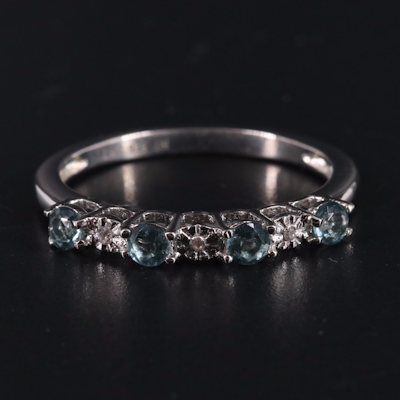 Sterling Light Blue Topaz with Cubic Zirconia Band