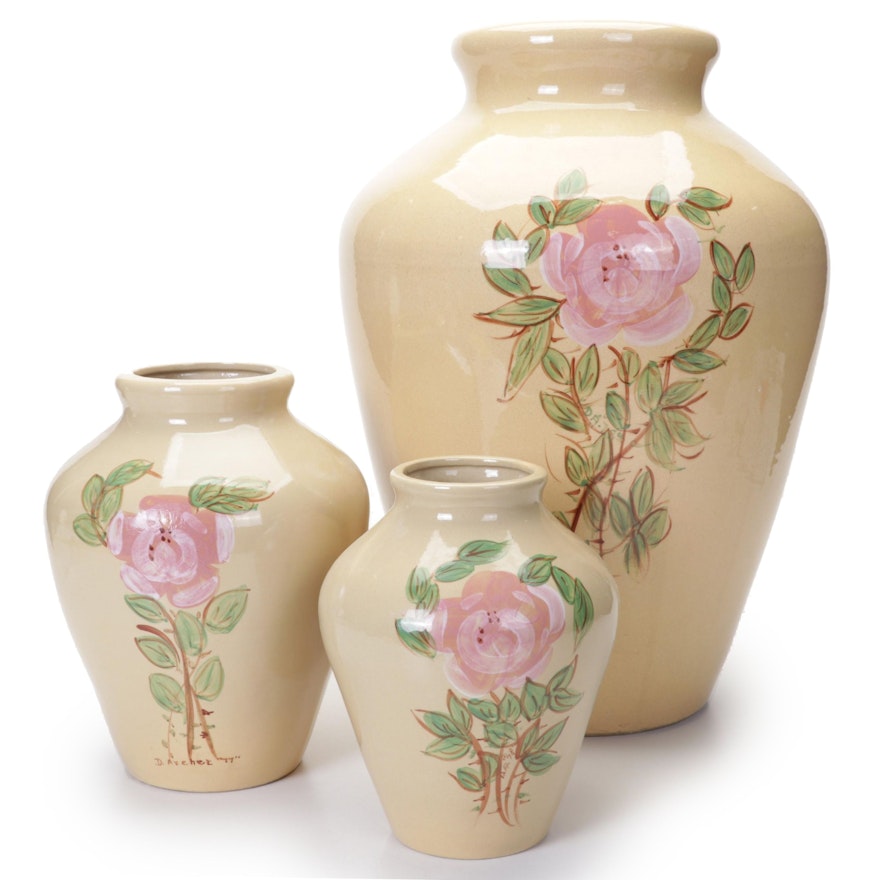 Dorothy Archer for Robinson Ramsbottom Hand-Painted Pottery Vases, 1970s