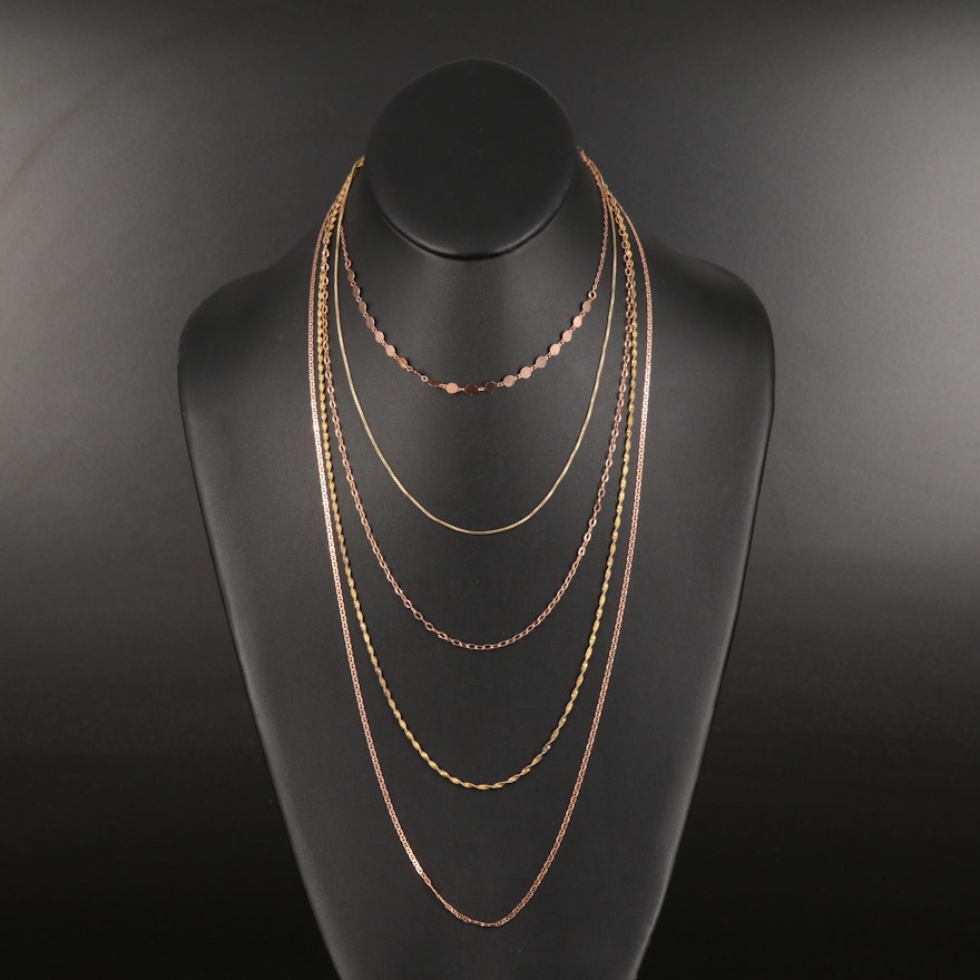 Italian Sterling Chain Necklaces Including Mariner and Braided Herringbone