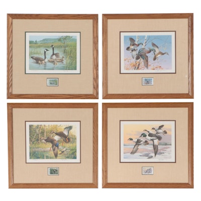 Waterfowl Themed Offset Lithographs and Postage Stamps