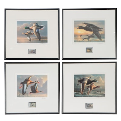 Waterfowl Themed Offset Lithographs and Postage Stamps