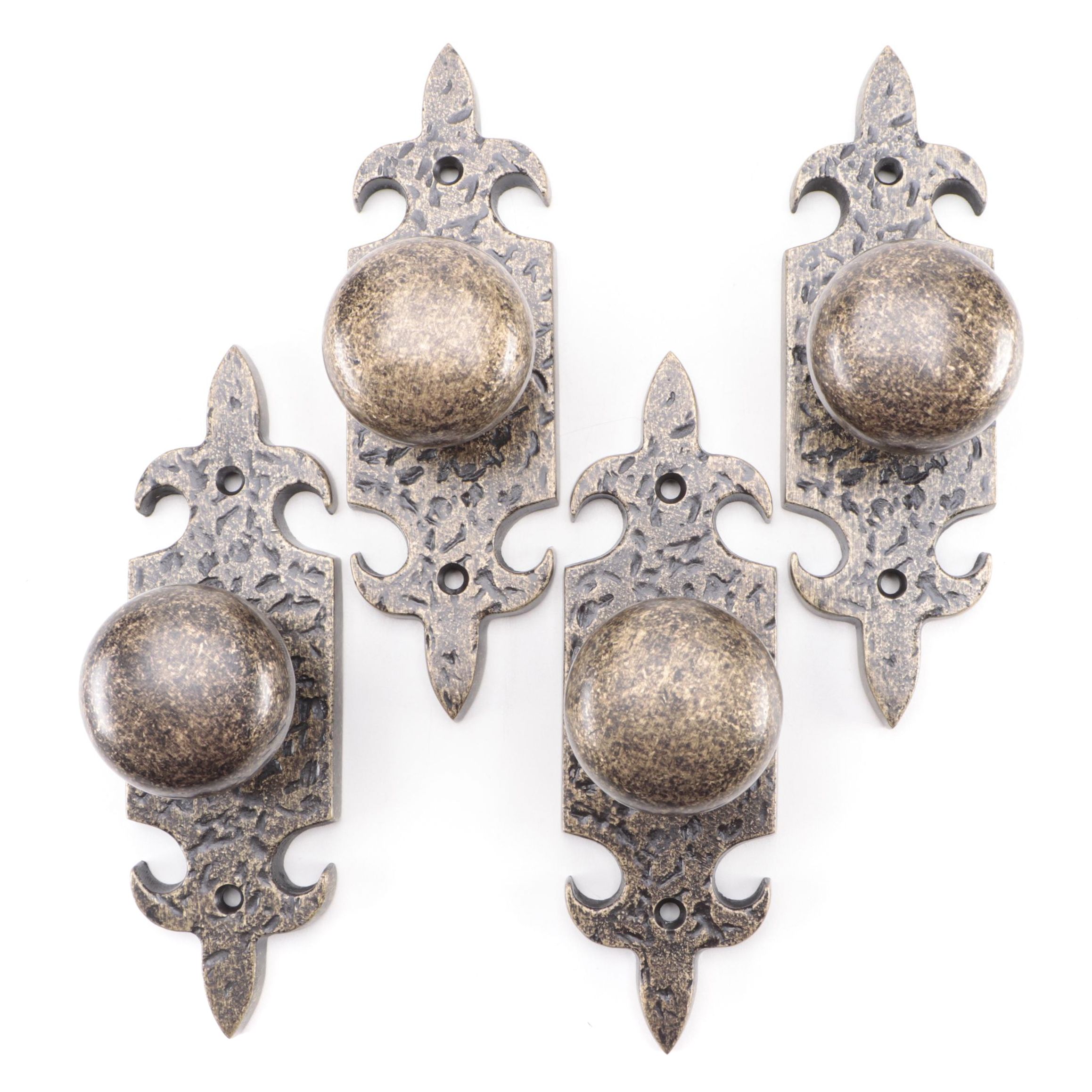 Four Antiqued Brass Finish Dummy Interior Door Knob Sets | EBTH