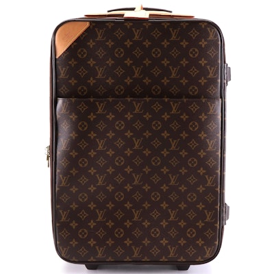Louis Vuitton Pégase 55 Rolling Suitcase in Monogram Canvas with Garment Bag