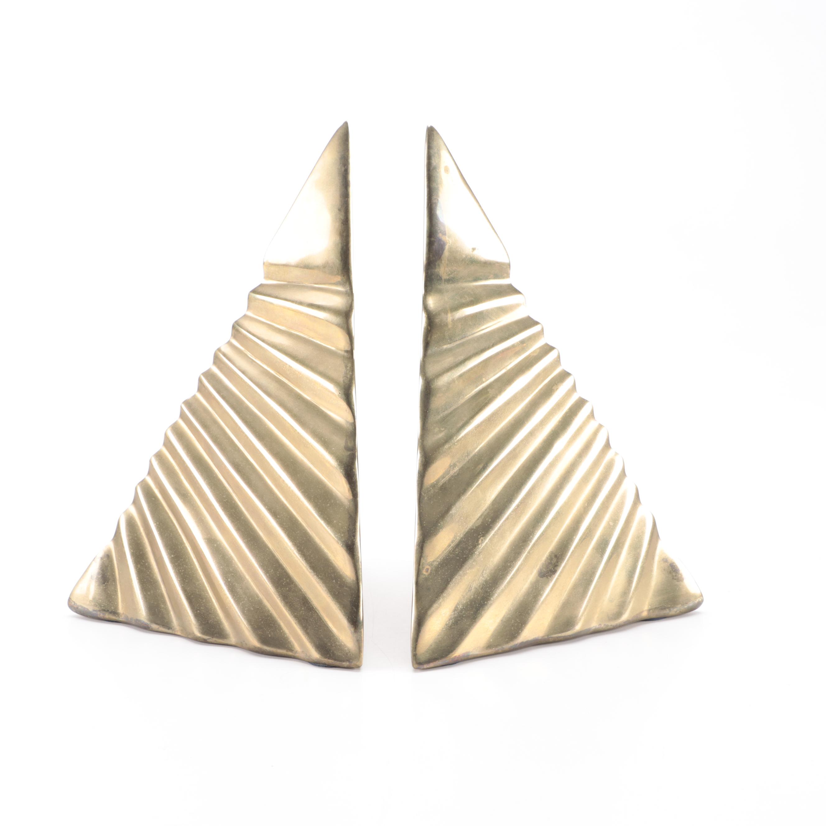 Modernist Brass Pyramid Bookends, Mid to Late 20th Century EBTH