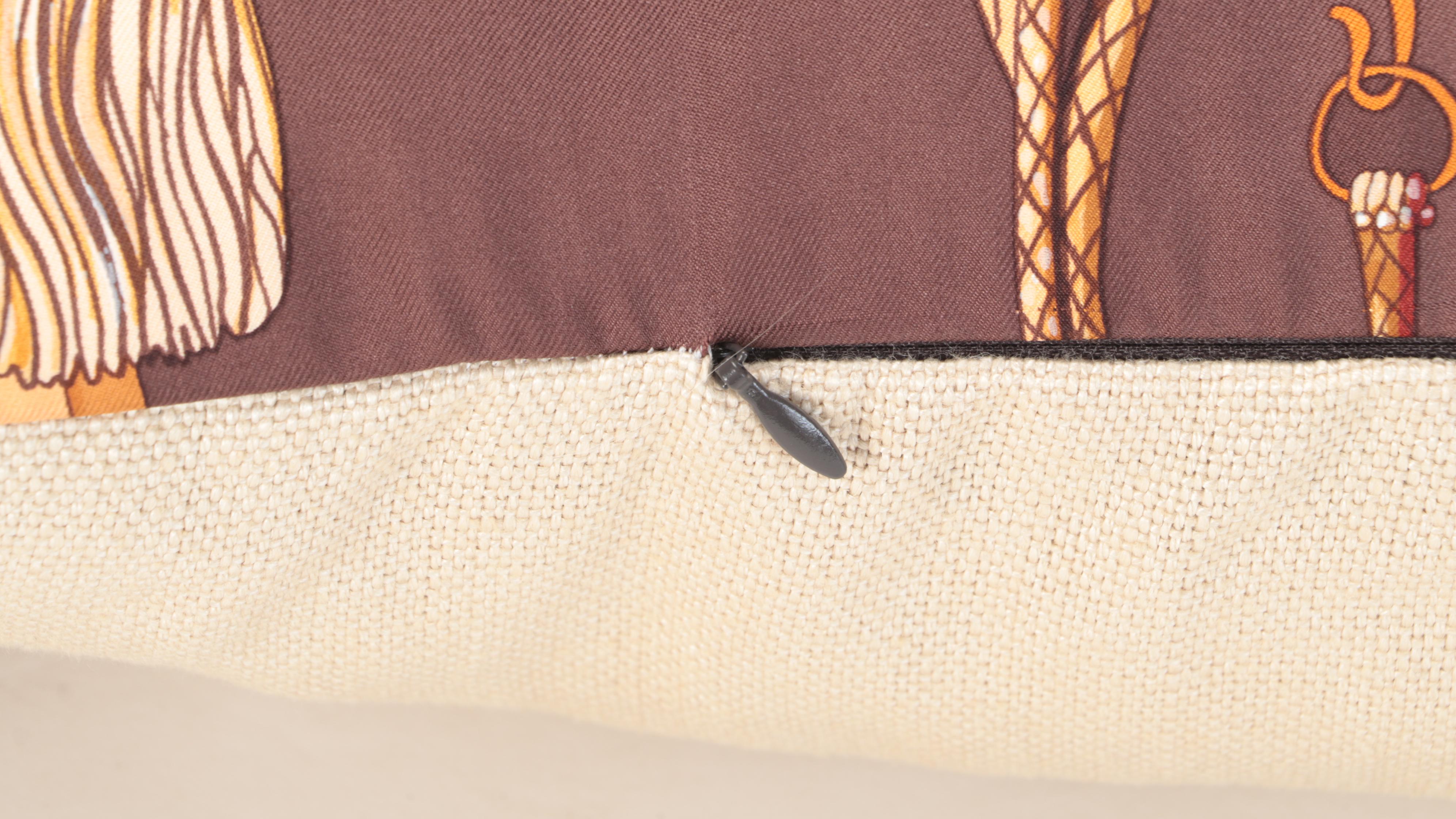 Hermès "Passamenterie" Silk Scarf Tassel Trim Lumbar Pillow EBTH