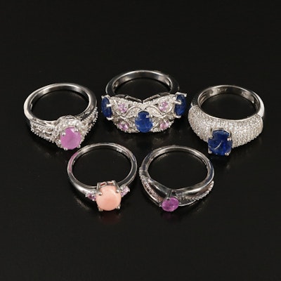 Sterling Rings Including Kyanite, Common Opal and Sapphire