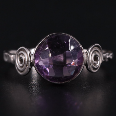 Sterling Amethyst Solitaire Ring