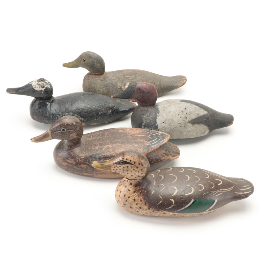 Hand-Carved and Painted Wooden Duck Decoys, Late 20th Century