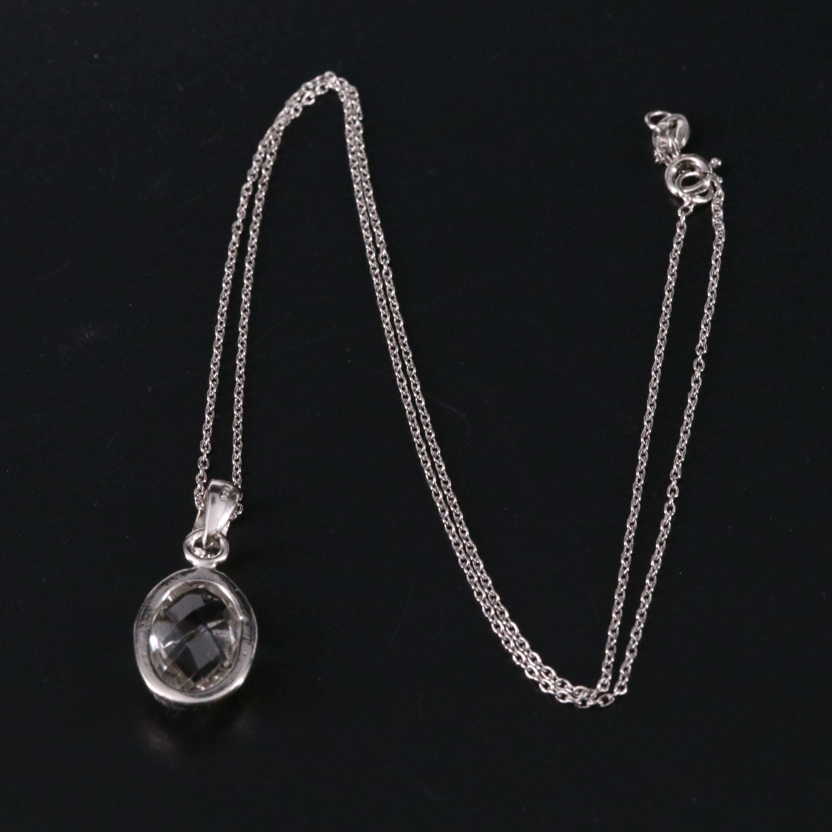 Sterling Gemstone Pendant Necklace EBTH