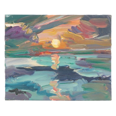 Jose Trujillo Oil Painting "Peach Sunset," 2018