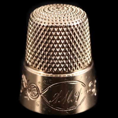 Late Victorian Chased 14K Gold Thimble