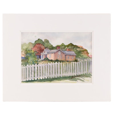 Susan Grier Watercolor Painting of House, Late 20th Century