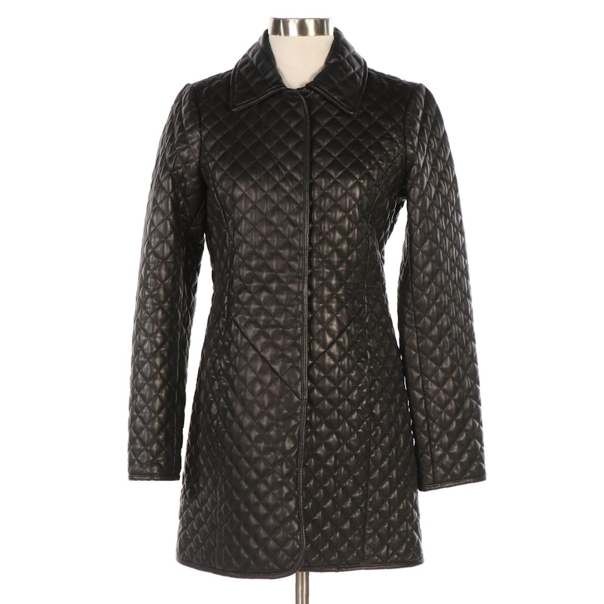 Neiman Marcus Quilted Leather Coat