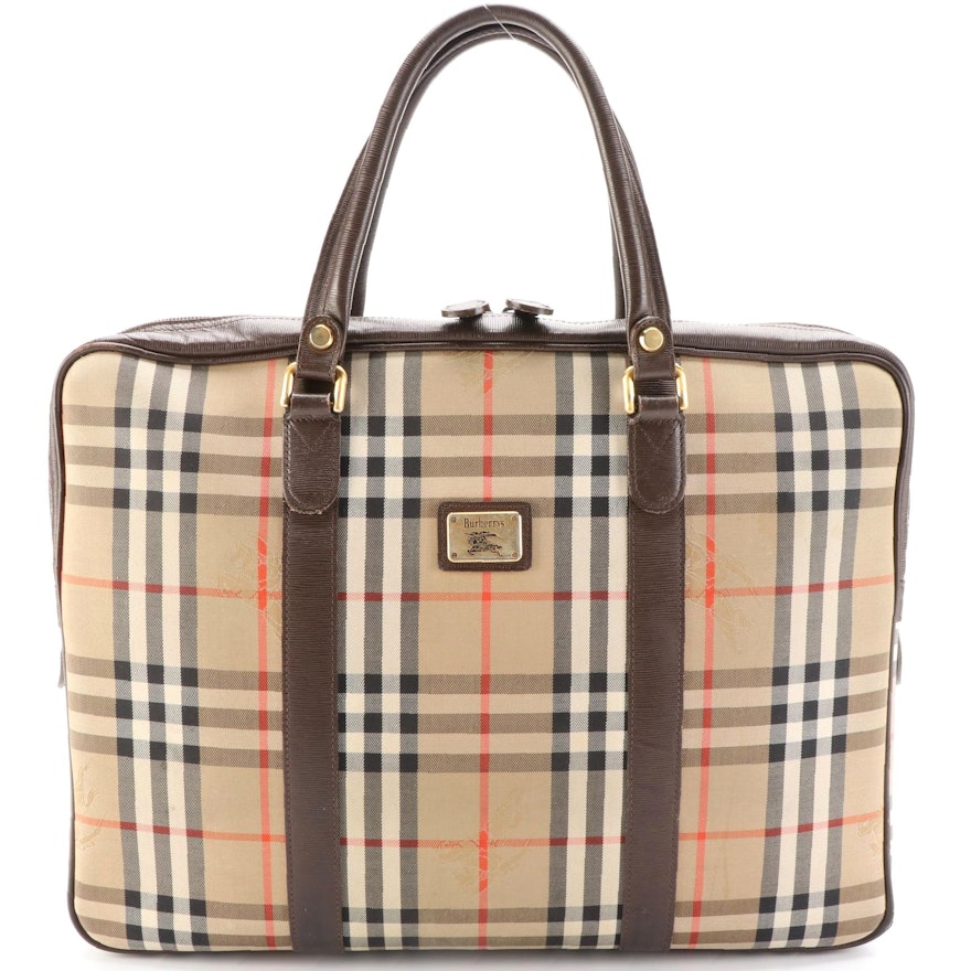 Burberry Haymarket Check Canvas and Leather Business Bag