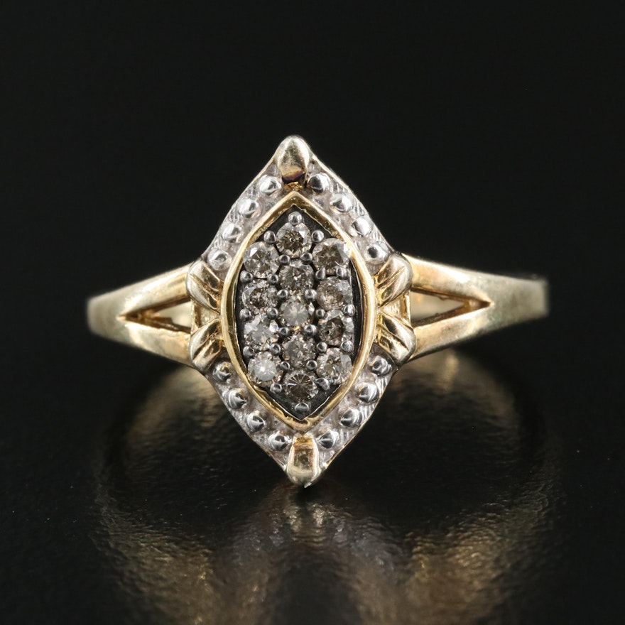 Sterling Diamond Navette Ring