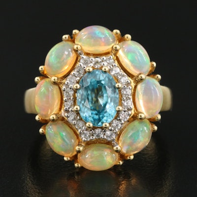 Sterling Zircon and Opal Ring