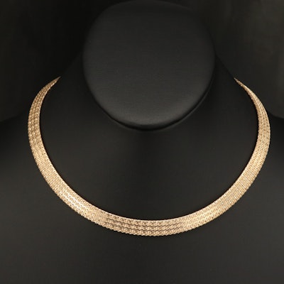 14K Basket Weave Choker Necklace