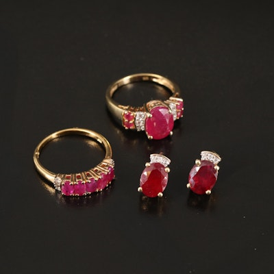 Earrings and Pairing of Rings with Corundum, Zircon and Diamonds in Sterling