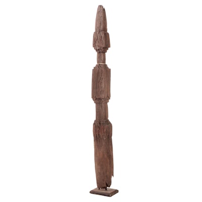 Thai Wood Animal Enclosure Fence Post/Reliquary Pole, Early 20th Century