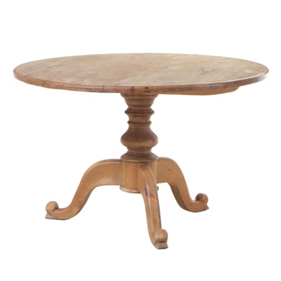 Pine French Provincial Style Rustic Finish Round Dining Table