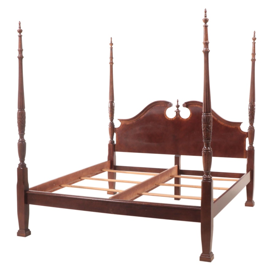 Federal Style Cherrywood and Mahogany-Crossbanded King Size Poster Bed Frame