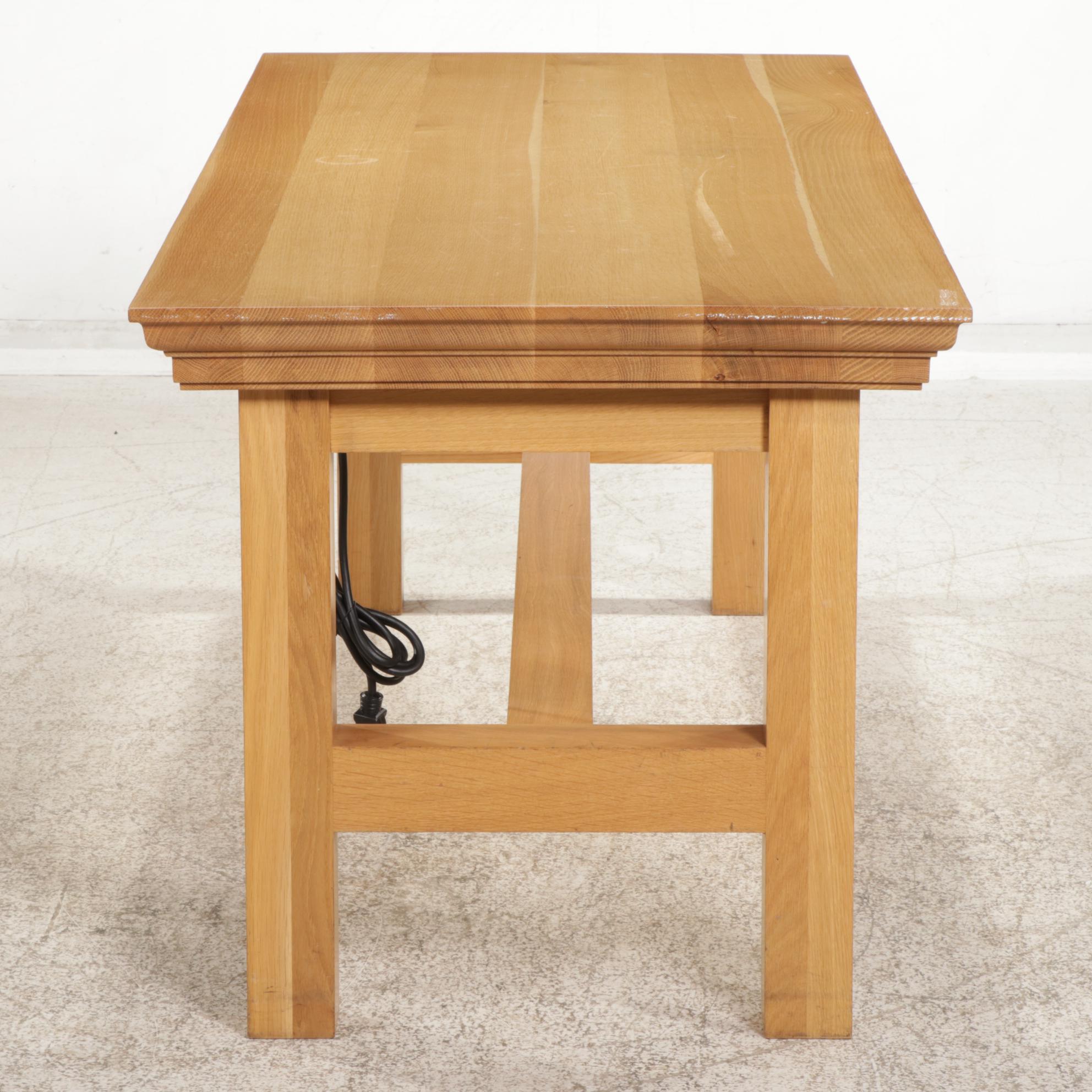 Contemporary Blonde Wood Work Station Table with Electrical Outlets EBTH
