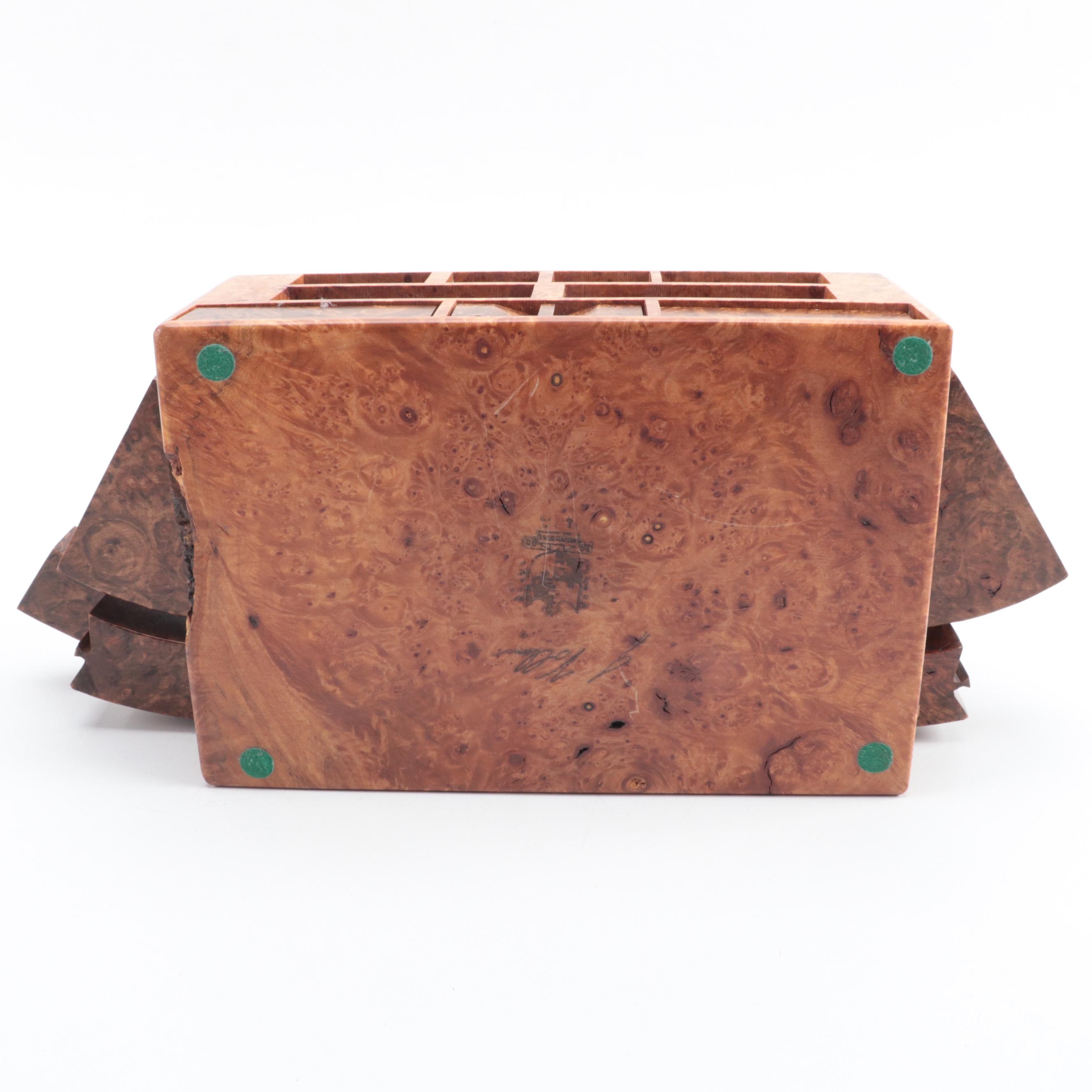 Jeff Vollmer Burl Wood "Puzzle" Jewelry Box with Other Lacquered Burl