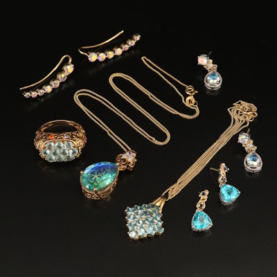 Sterling Topaz, Amethyst and Apatite Jewelry Grouping