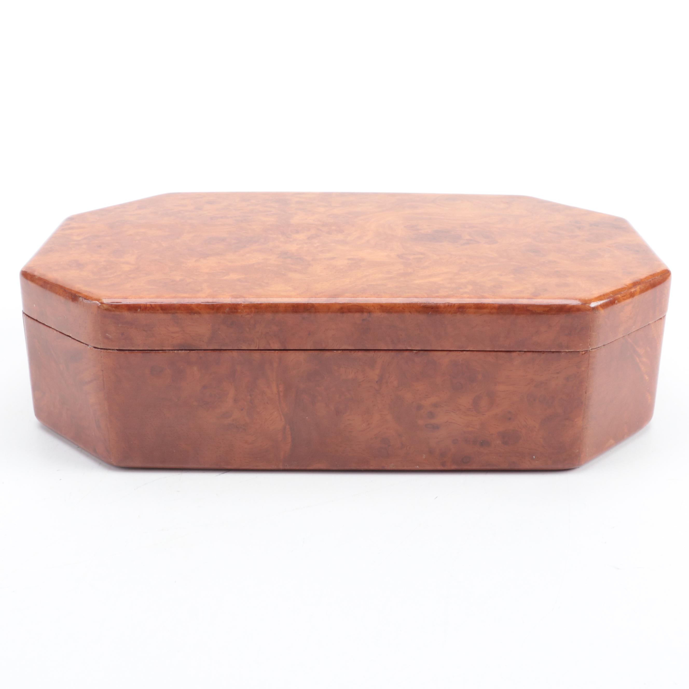 Jeff Vollmer Burl Wood "Puzzle" Jewelry Box with Other Lacquered Burl