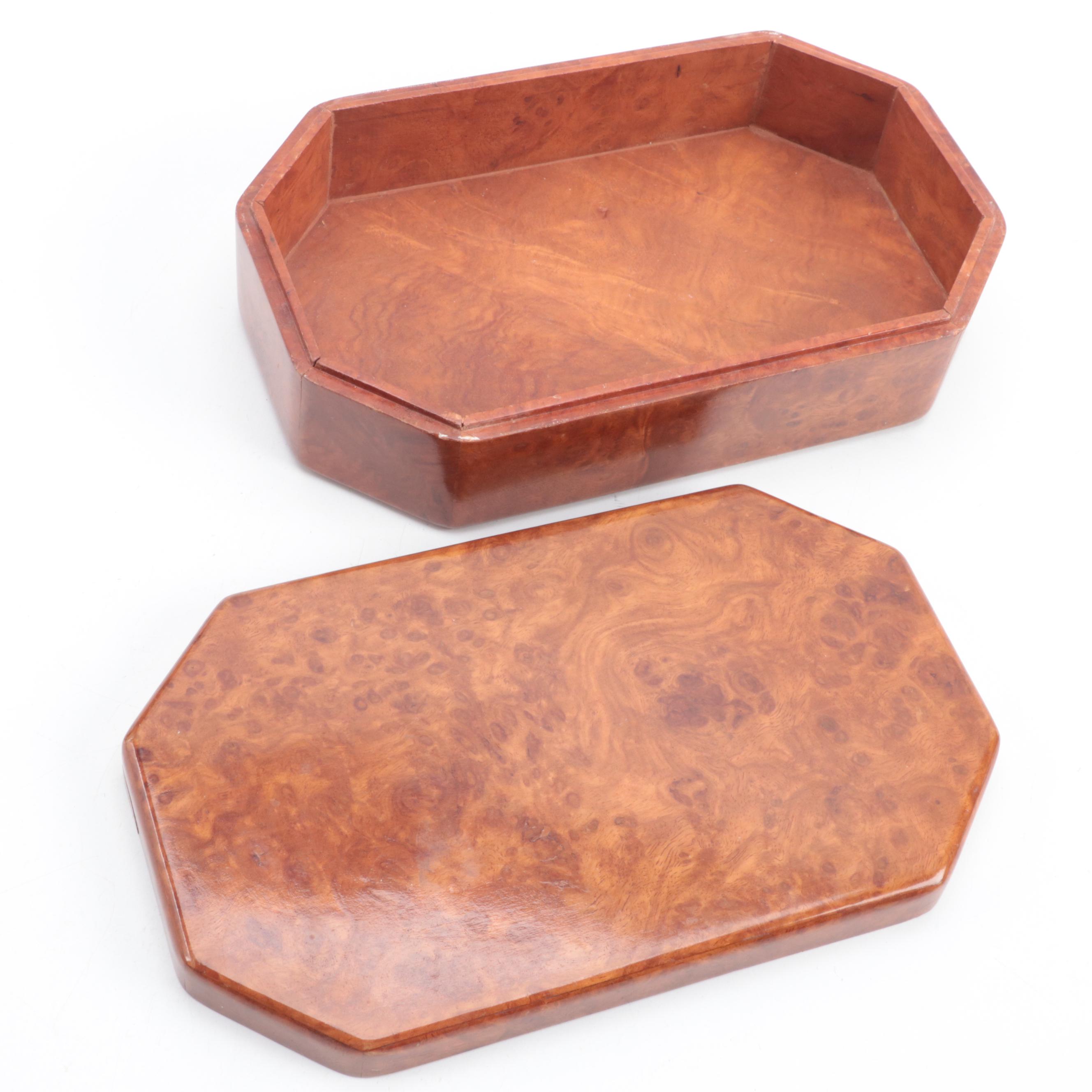Jeff Vollmer Burl Wood "Puzzle" Jewelry Box with Other Lacquered Burl