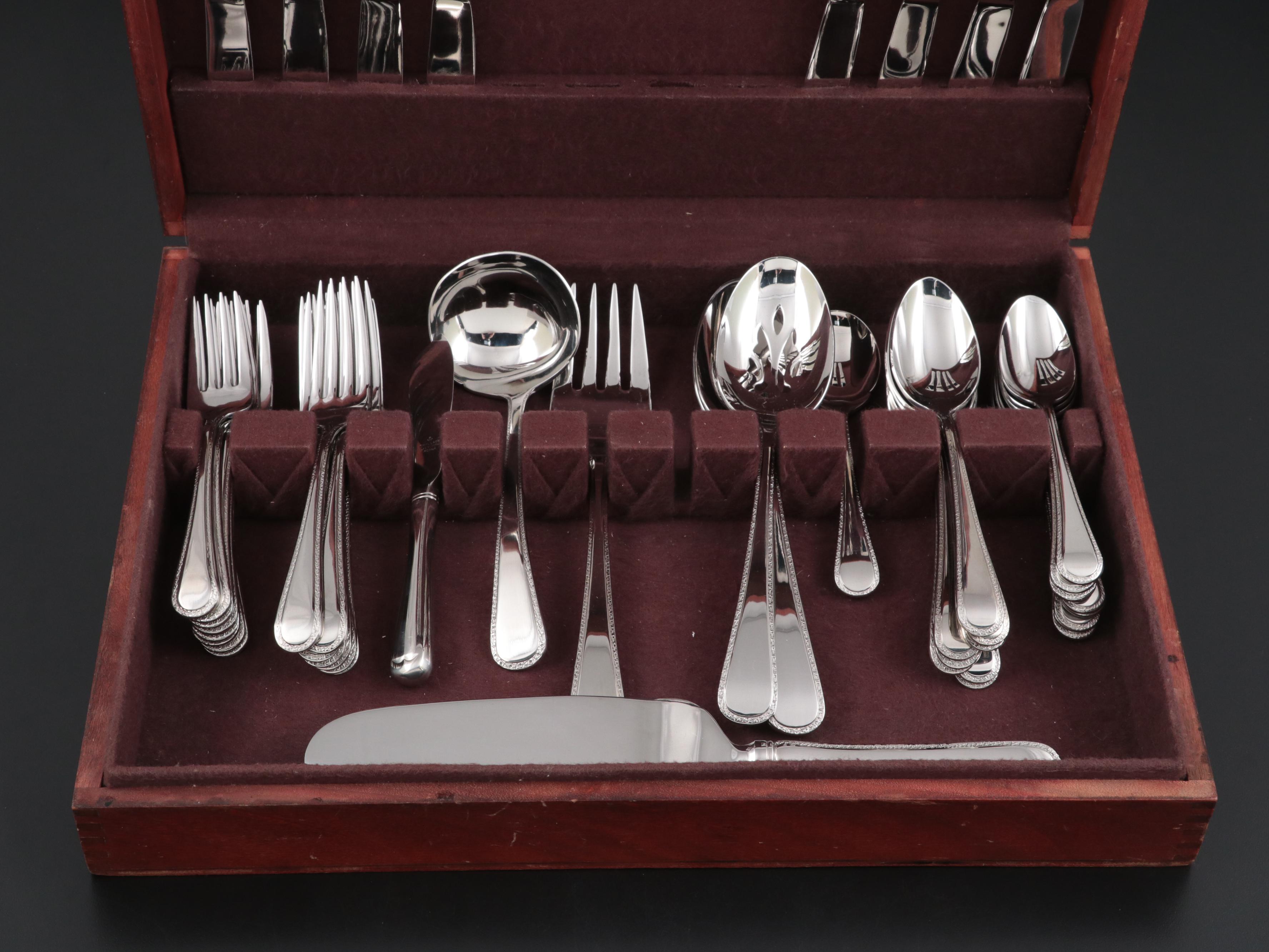Wallace Silver Plate Flatware in Storage Chest EBTH