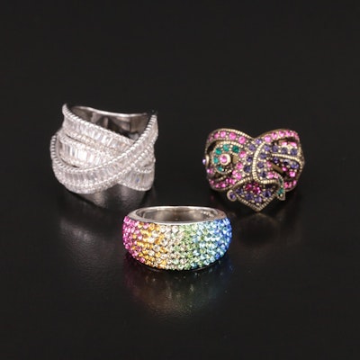 Heidi Daus Rhinestone Ring with Brass and Sterling Cubic Zirconia Rings