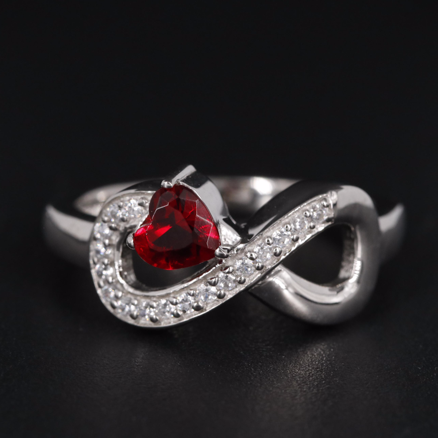 Sterling Ruby with Cubic Zirconia Infinity Ring